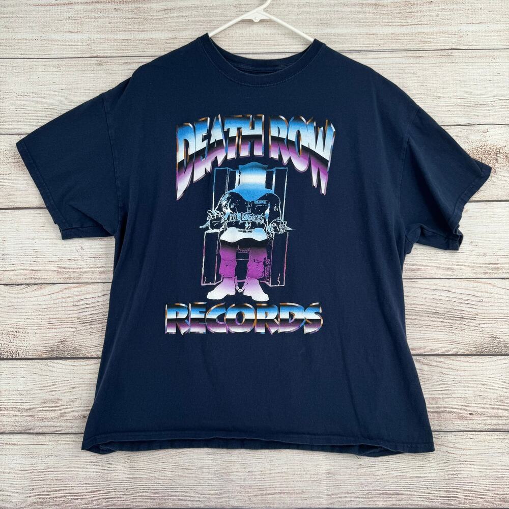 Death Row Records‎ Electric Chair Logo T-Shirt Adult XL Navy Blue